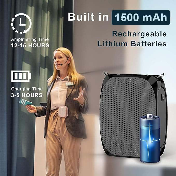 Portable Voice Enhancer with Flexible Microphone and Sound Clarity, 10W Speaker