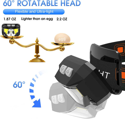 Rechargeable Motion-Sensing LED Headlamp - 1200 Lumens, 2-Pack