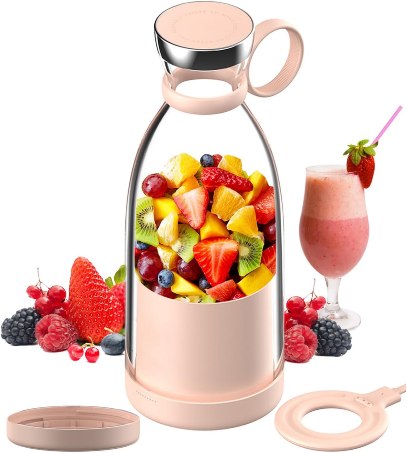 Rechargeable Smoothie Maker with Stainless Steel Blades, 350ml