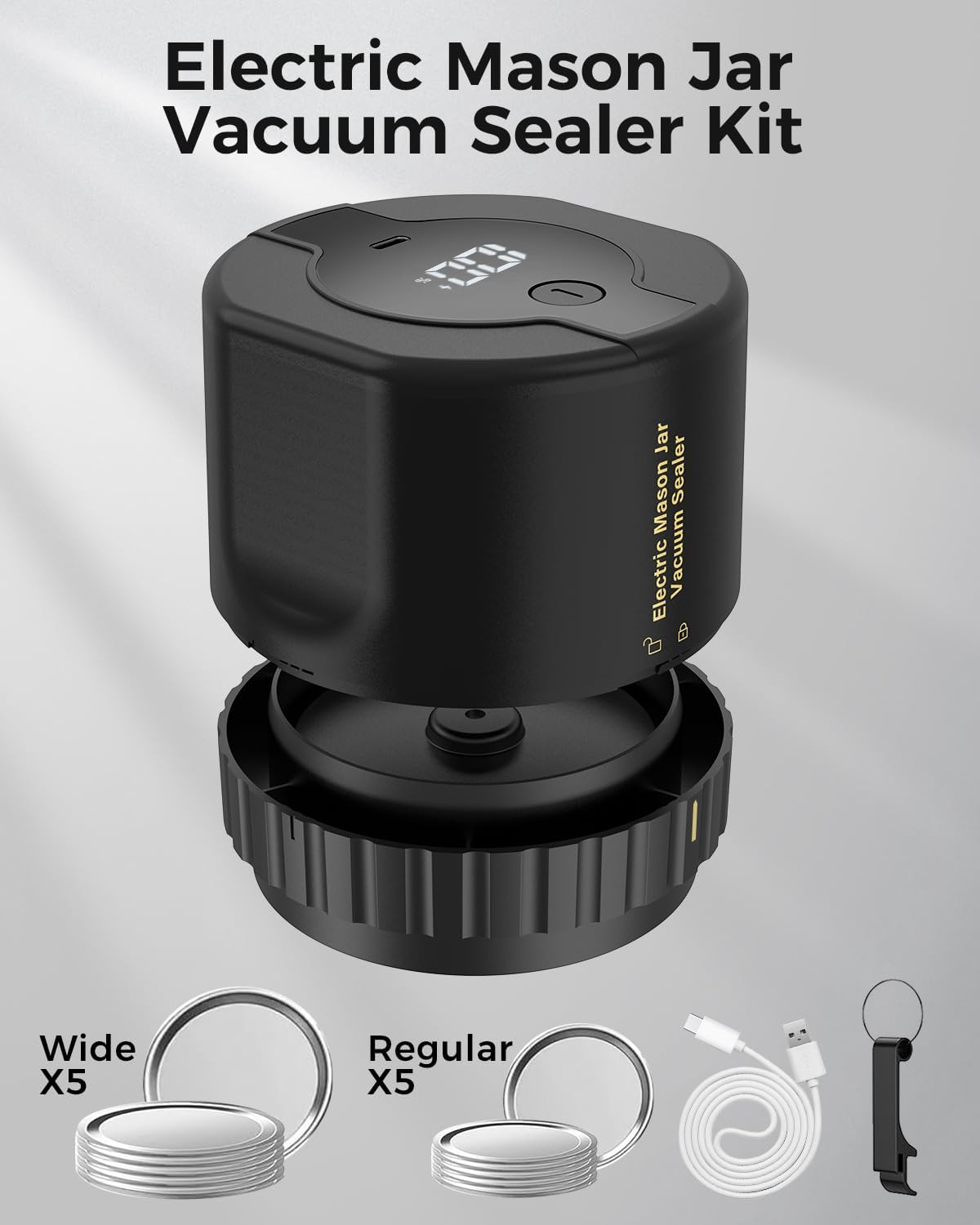 Smart Jar Preserver with Rechargeable Pump and 10 Lids