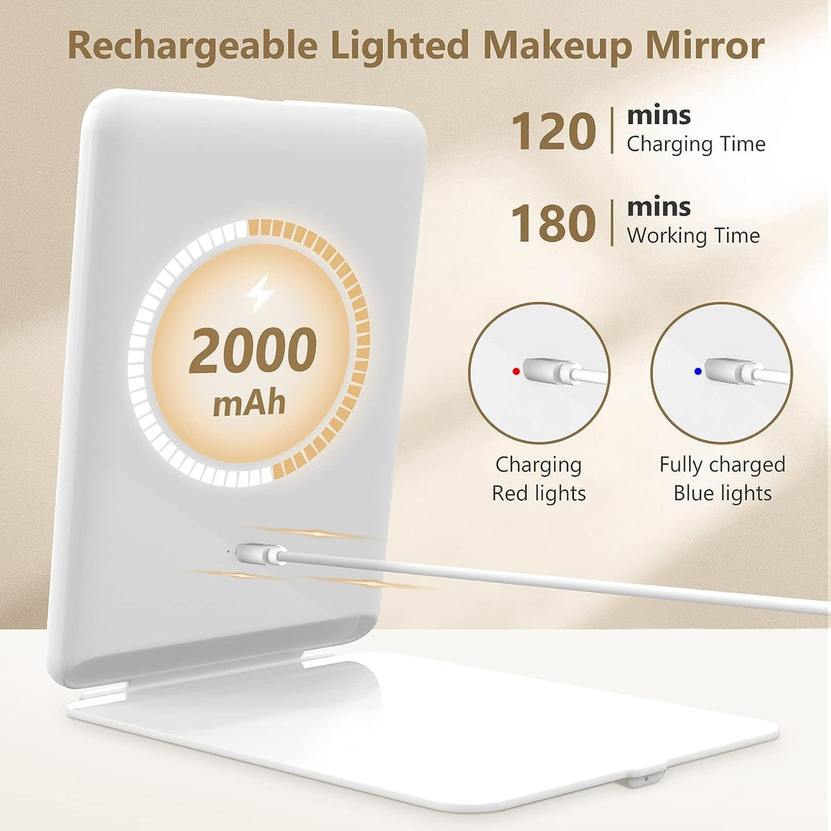 Compact Illumination Mirror with Dual Zoom and Adjustable Lighting