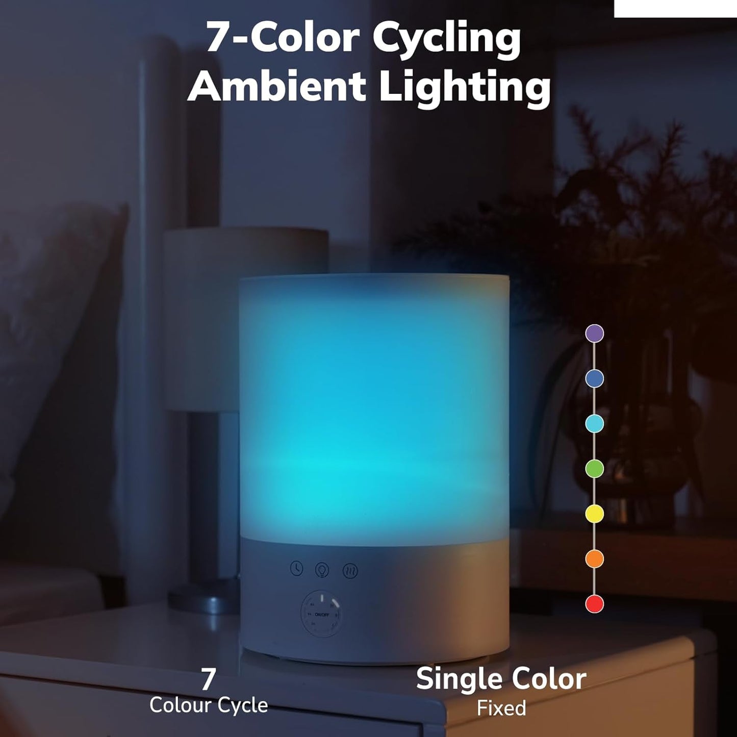 Cool Mist Humidifier with Extended Runtime and Ambient Lighting