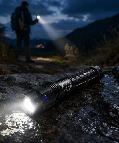 Waterproof Aluminum Flashlight with Zoom – Rechargeable Tactical Torch, 5 Modes for Camping and Vehicles