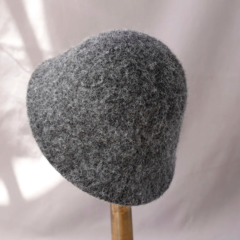 Foldable Vintage Fisherman Style Wool Bucket Hat for Women - Warm Cold Weather Accessory