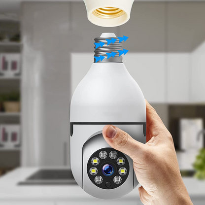 HD WiFi Security Camera Light Bulb with 355° Pan, Night Vision & Audio