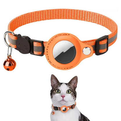 Adjustable Quick Release Nylon Collar for Dogs and Cats with AirTag Holder, Waterproof and Reflective