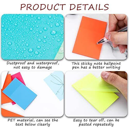 Transparent Reminder Notes, 3x2 Inches, 400 Sheets, 7 Colors