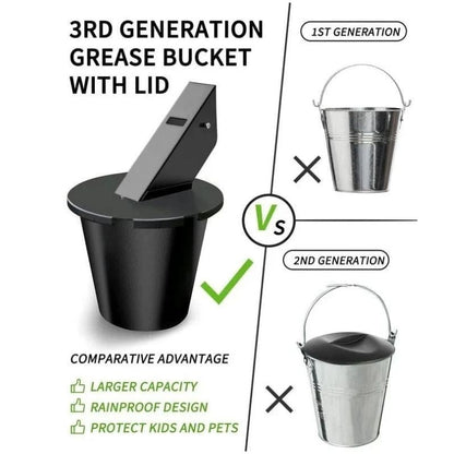 Pellet Grill Grease Catcher with Reusable Insert and Secure Lid