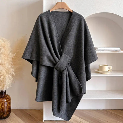 Cozy Knit Shawl Poncho Jacket