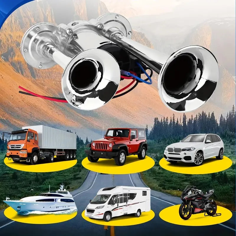 High-Volume Dual Air Horn with Automatic Refilling System for 12V Vehicles