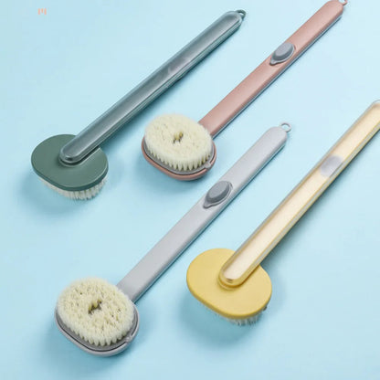 Curved Handle Back Scrubber with Gel Dispenser - 14.2 Inch Length