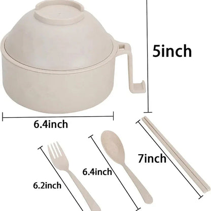 Quick-Prep Noodle Bowl Set with Secure Lid and Cool Handle, 6-Piece