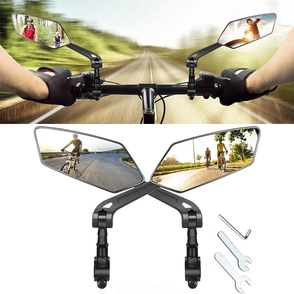 Foldable Handlebar Mirrors – Wide Angle Glass with 360-Degree Rotation