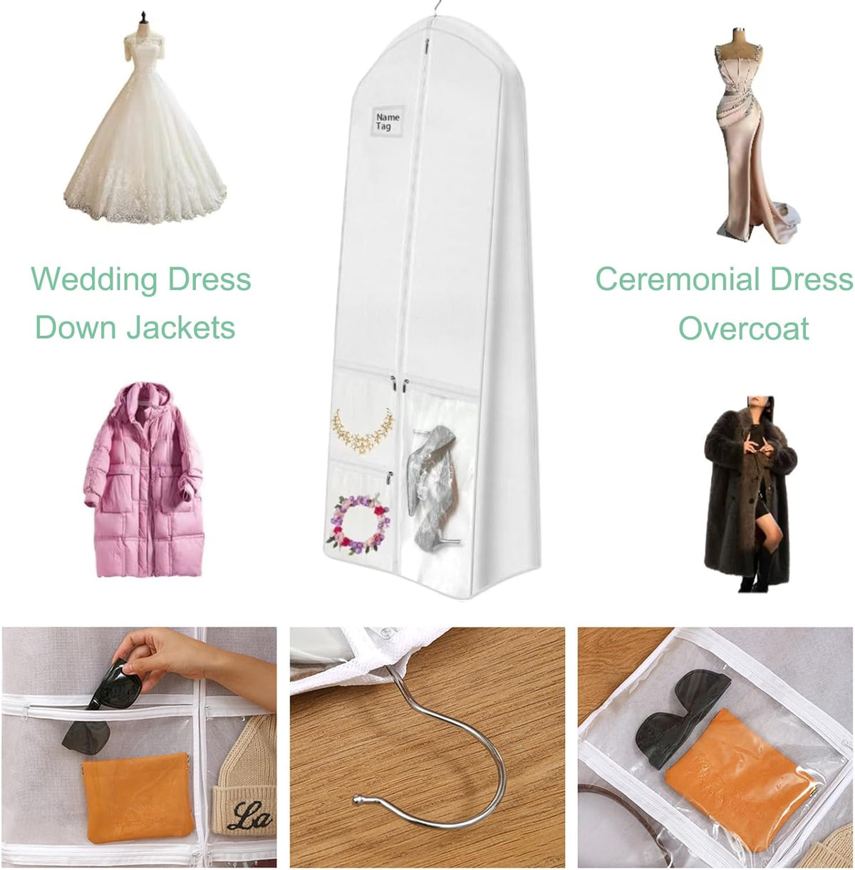 Elegant Wedding Dress Storage Bag with Protective Features, 70in