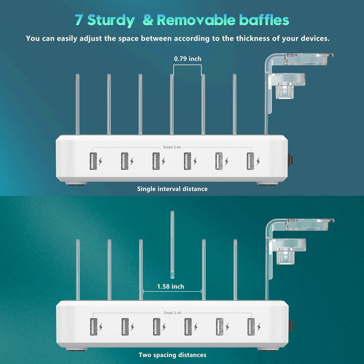 Versatile Six-Port Charging Hub with Customizable Organizer
