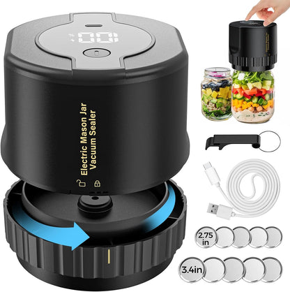 Smart Jar Preserver with Rechargeable Pump and 10 Lids