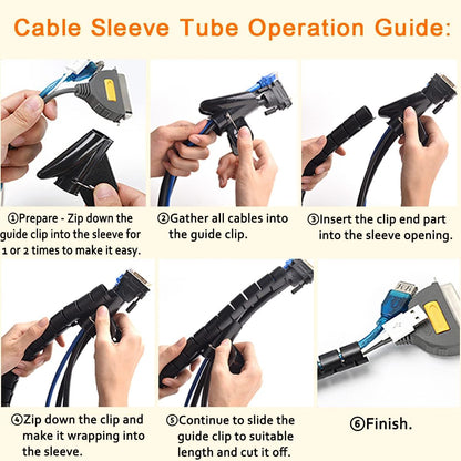 Flexible Cable Management Sleeve with Quick-Guide Tool, 2 Meters