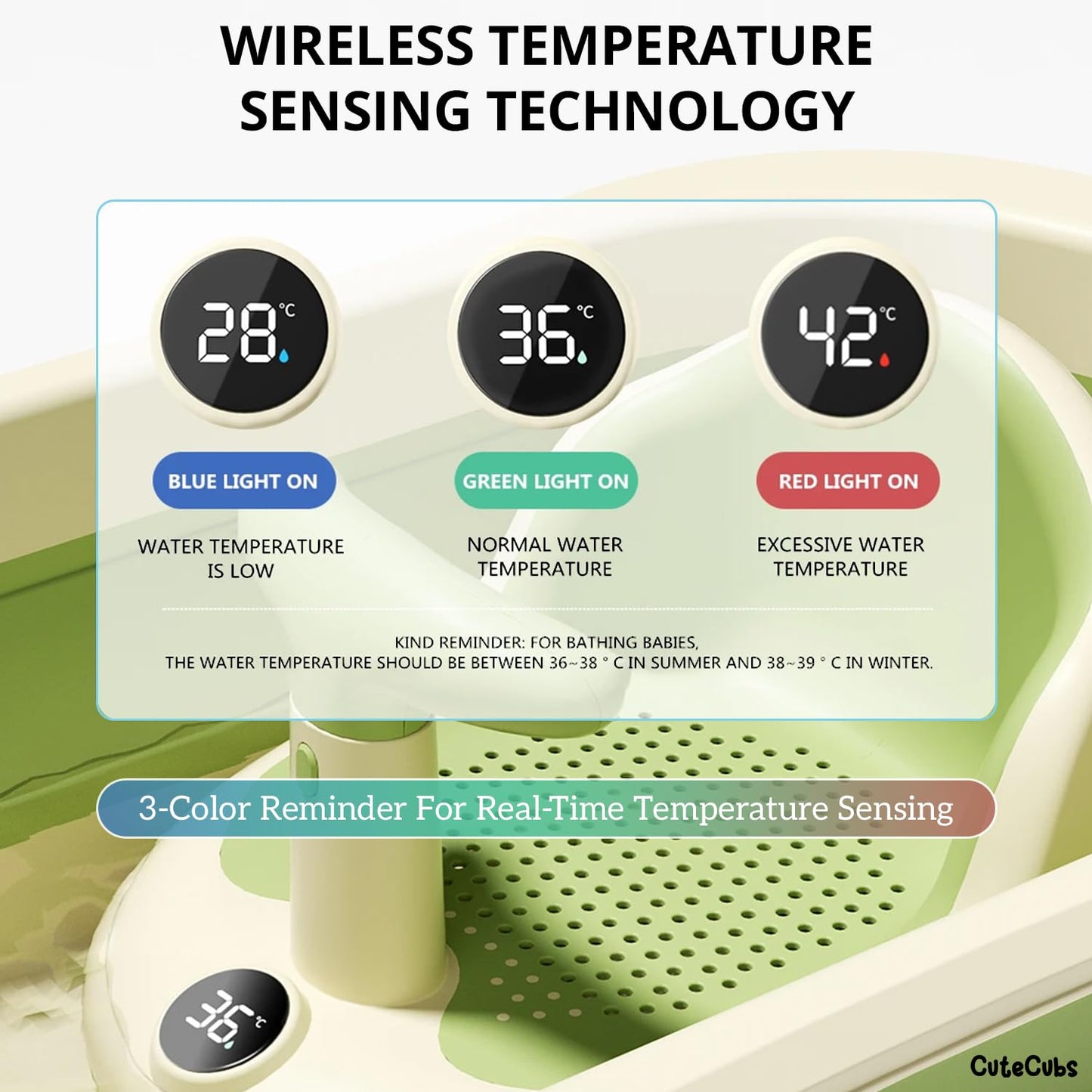 Secure Baby Bathing Chair with Floating Temperature Monitor