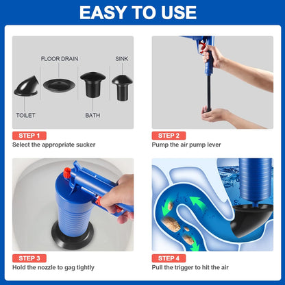 Powerful Air-Pressure Drain Unclogger with Multi-Suction Cups