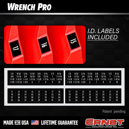 Modular Wrench Rack Organizer for 40 Tools, 6mm to 38mm, Black Plastic