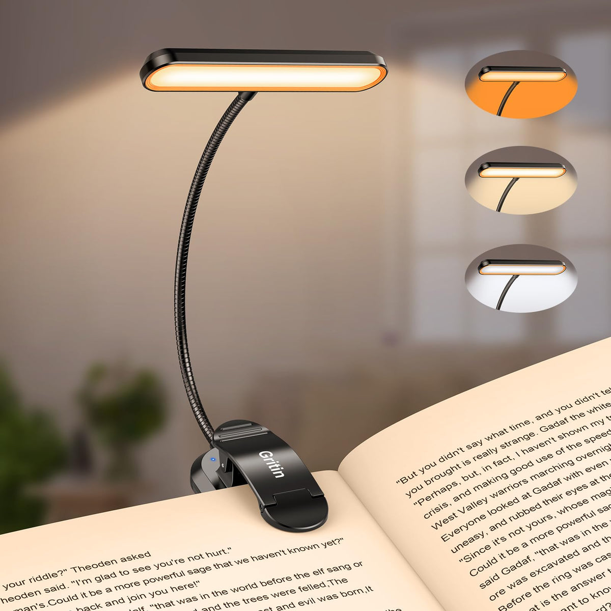 Versatile LED Reading Lamp with Adjustable Neck and USB-C Charging