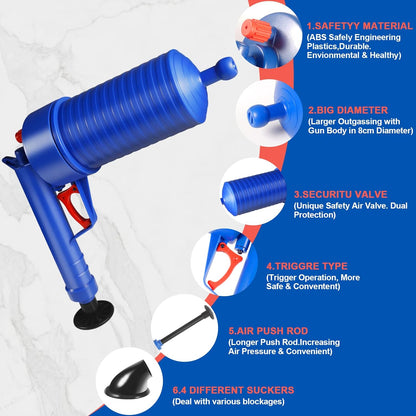 Powerful Air-Pressure Drain Unclogger with Multi-Suction Cups