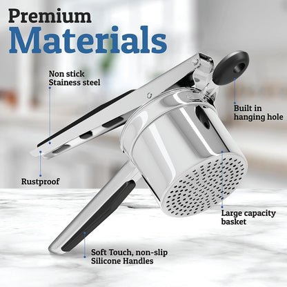 Premium Stainless Steel Food Ricer with Comfortable Grip