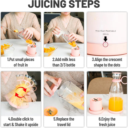 Rechargeable Smoothie Maker with Stainless Steel Blades, 350ml