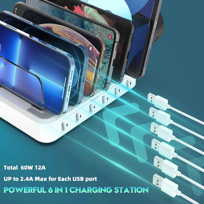 Versatile Six-Port Charging Hub with Customizable Organizer