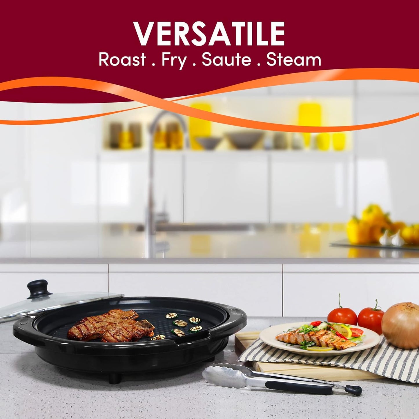 Versatile Indoor Electric Grill with Nonstick 14-Inch Plate