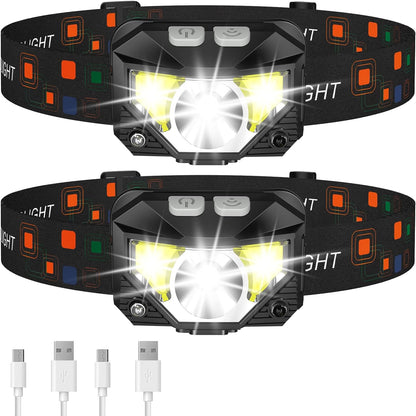 Rechargeable Motion-Sensing LED Headlamp - 1200 Lumens, 2-Pack