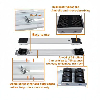 Adjustable Width Appliance Roller Base with Dual Locking Brakes