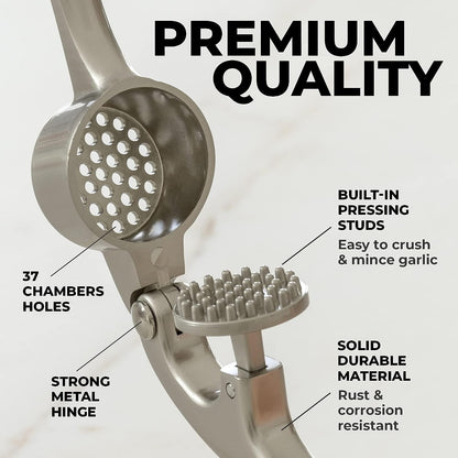 Effortless Garlic Crusher with 37 Precision Openings and Comfort Grip