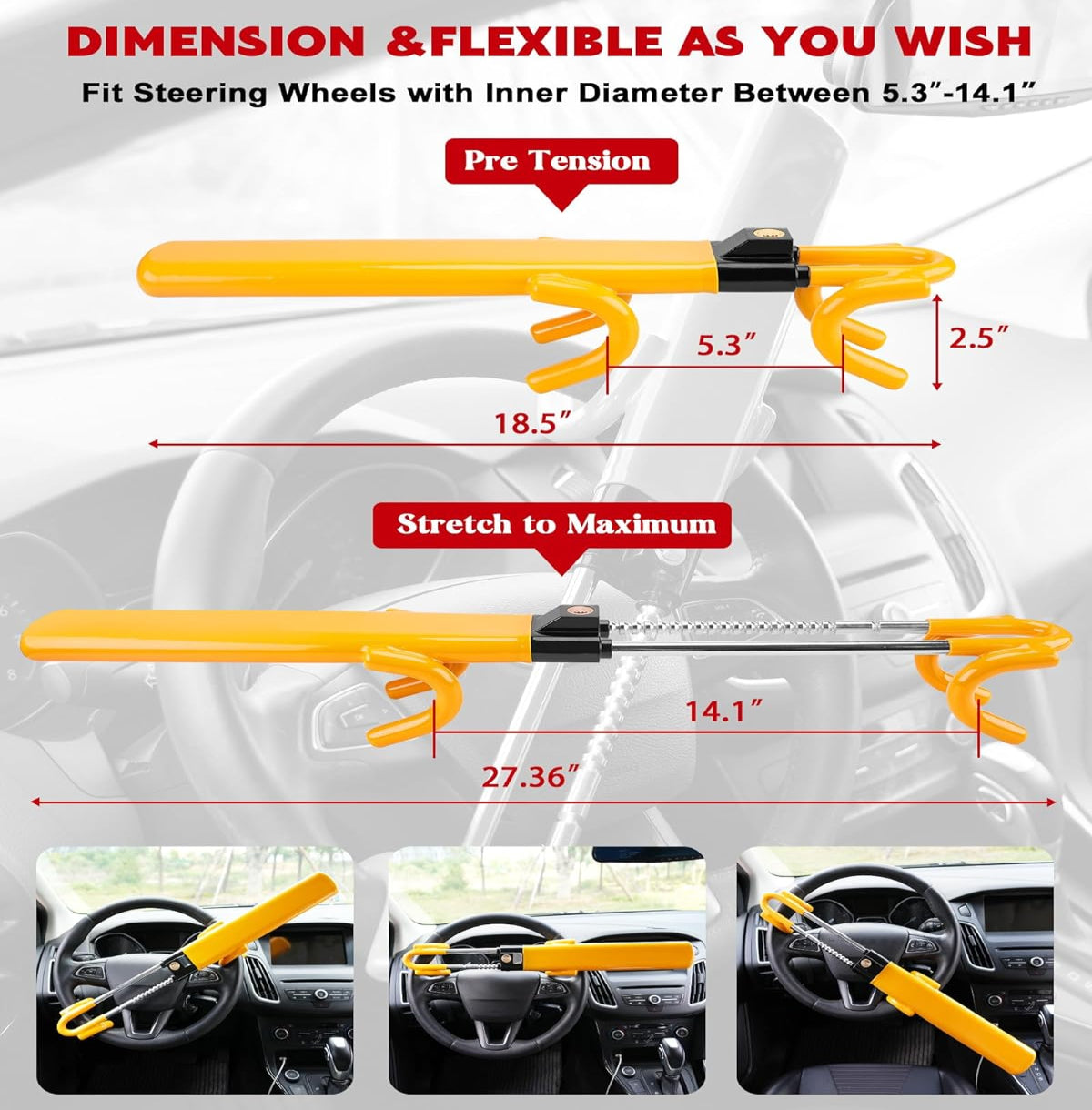 SecureGuard Steering Wheel Lock with Enhanced Protection System