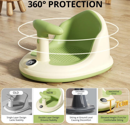 Secure Baby Bathing Chair with Floating Temperature Monitor