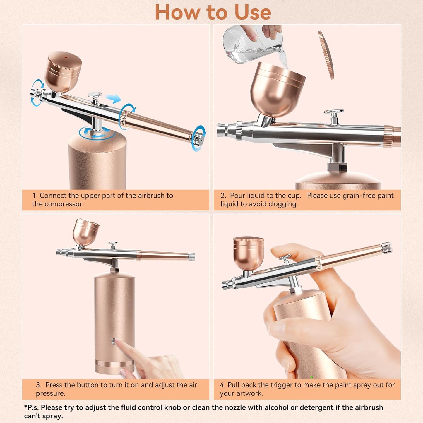 Cordless Precision Airbrush with Adjustable Pressure Settings