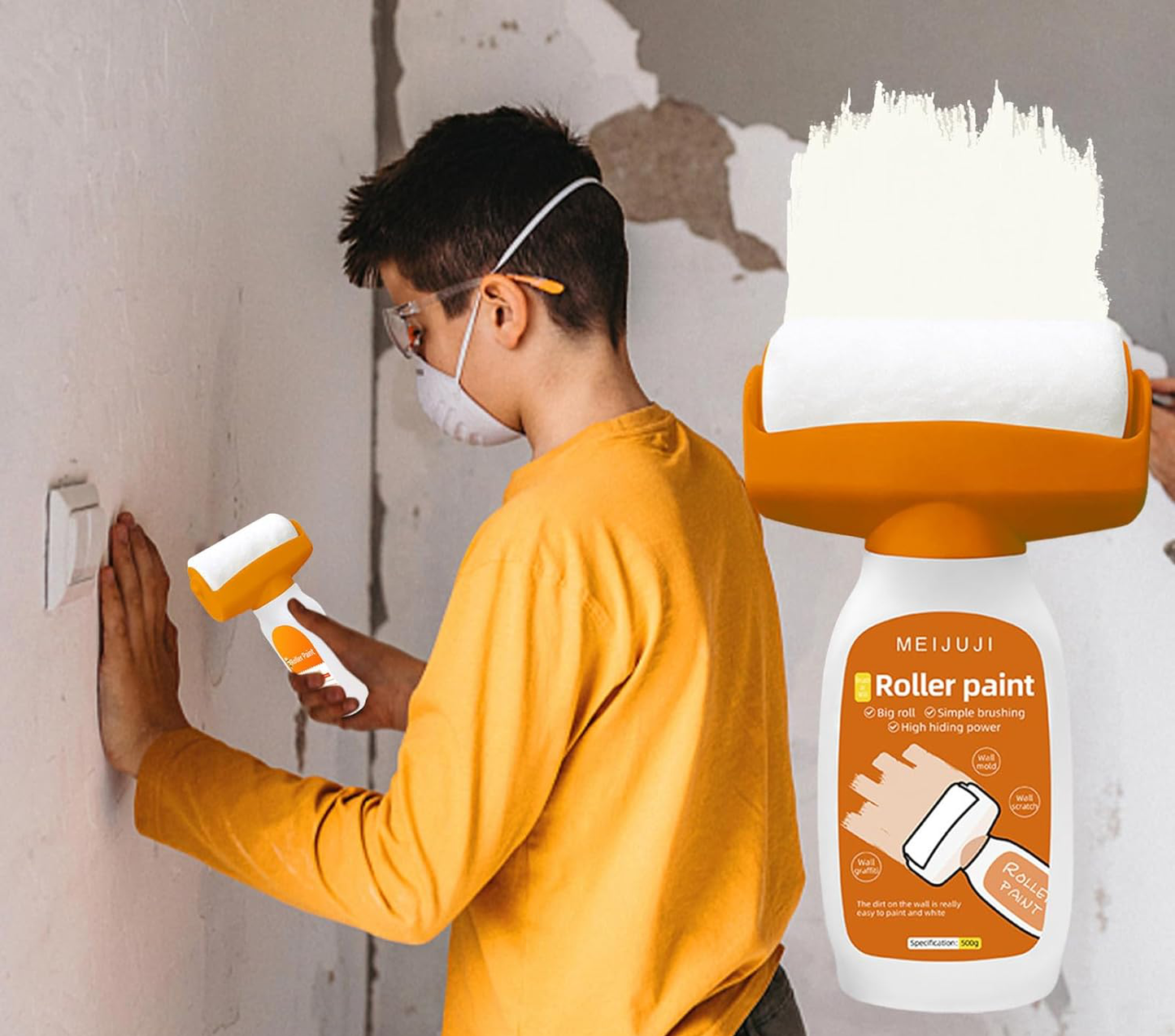 500g Wall Patch Roller Kit with Squeegee and Sandpaper for Repairs