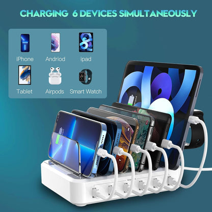 Versatile Six-Port Charging Hub with Customizable Organizer