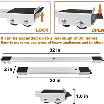 Adjustable Width Appliance Roller Base with Dual Locking Brakes