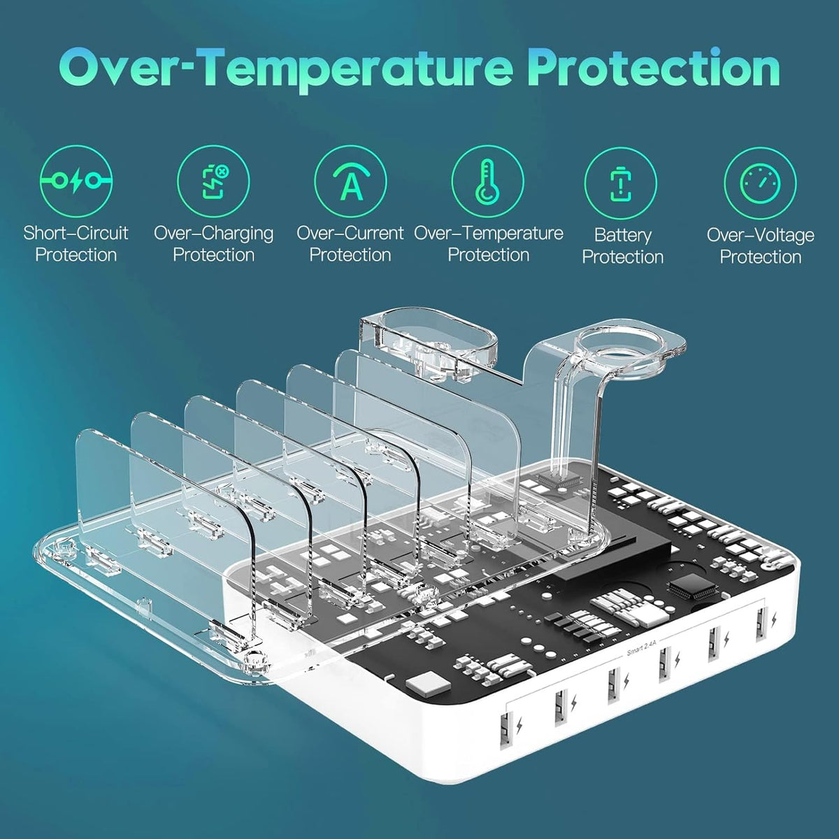 Versatile Six-Port Charging Hub with Customizable Organizer