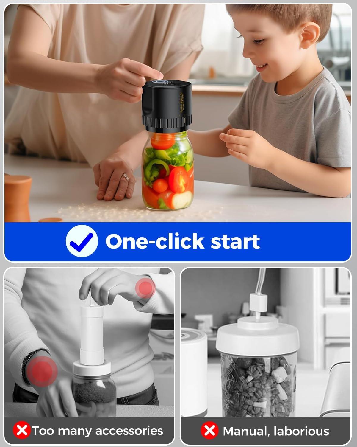 Smart Jar Preserver with Rechargeable Pump and 10 Lids