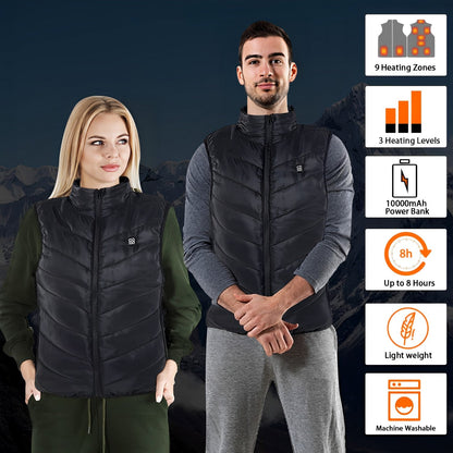 Heated Jacket for All with USB Rechargeable Battery - 4 Heating Zones, 3 Modes