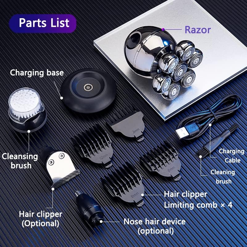 7D Floating Blade Electric Shaver for Men – Wireless Bald Head & Beard Trimmer, IPX6 Waterproof