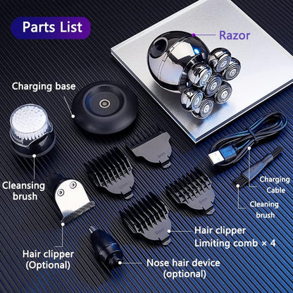 7D Floating Blade Electric Shaver for Men – Wireless Bald Head & Beard Trimmer, IPX6 Waterproof