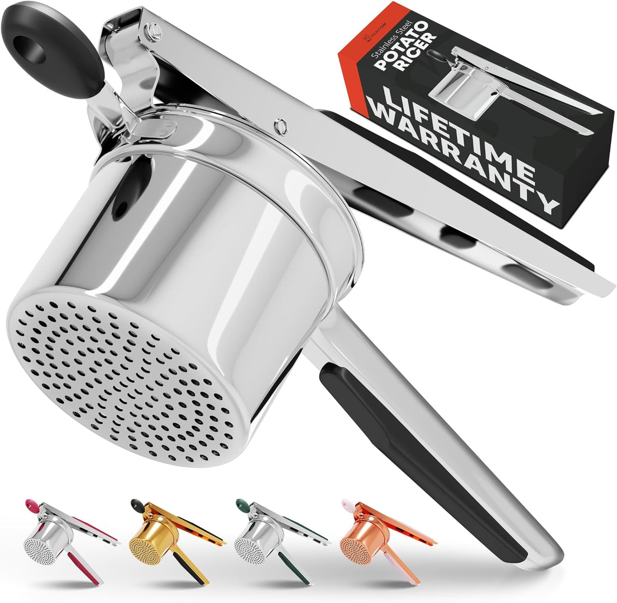 Premium Stainless Steel Food Ricer with Comfortable Grip