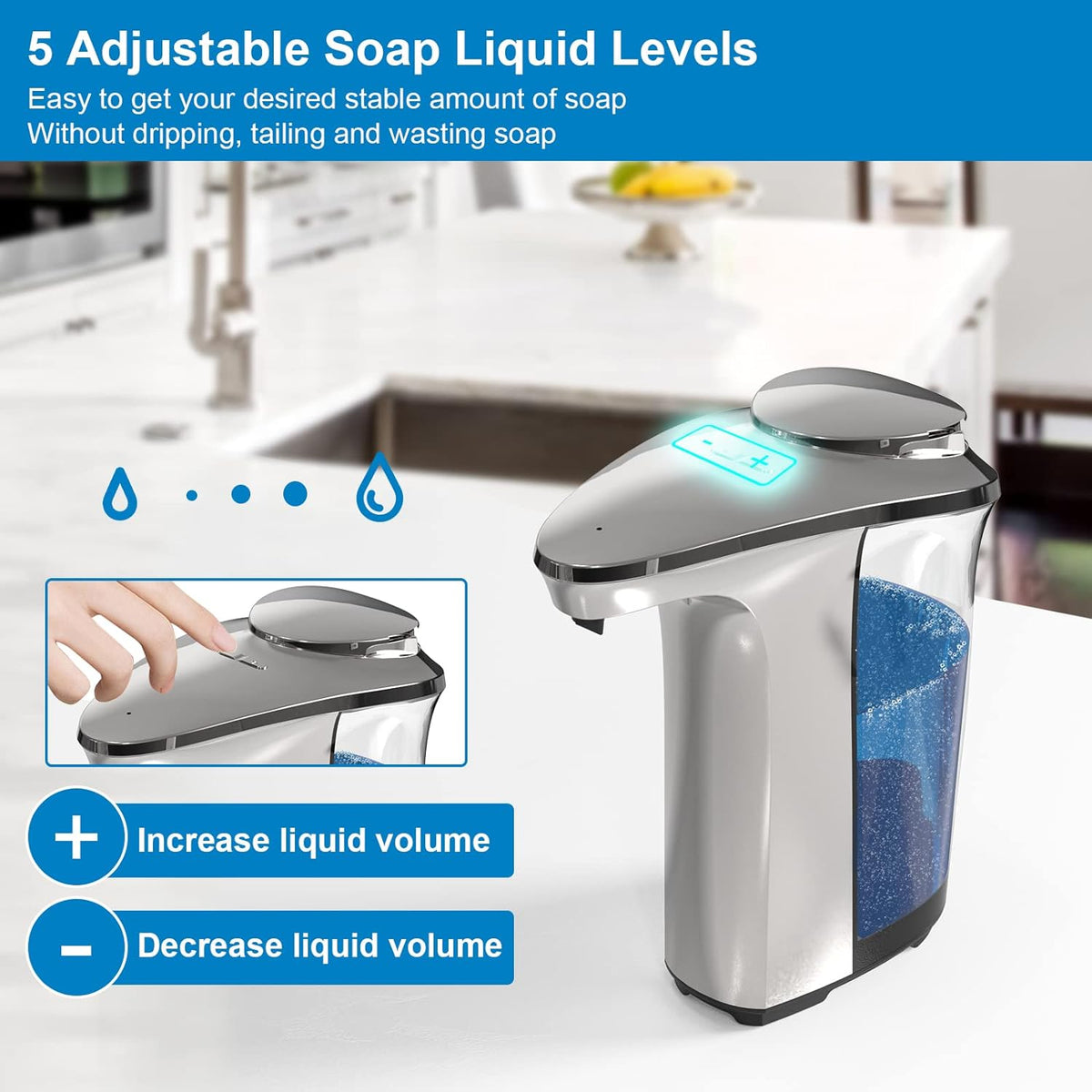 Smart Motion-Activated Soap Dispenser with Adjustable Settings