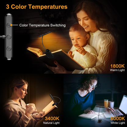 Versatile LED Reading Lamp with Adjustable Neck and USB-C Charging