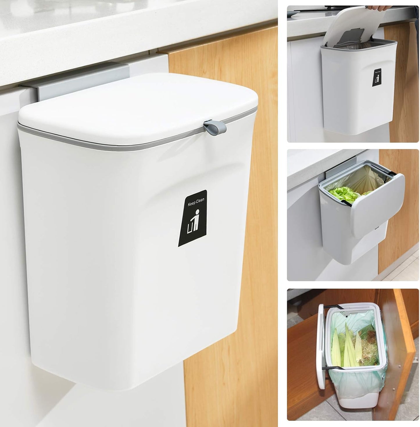 2.4 Gallon Capacity Compost Bin with Rolling Lid and Scraper Tool