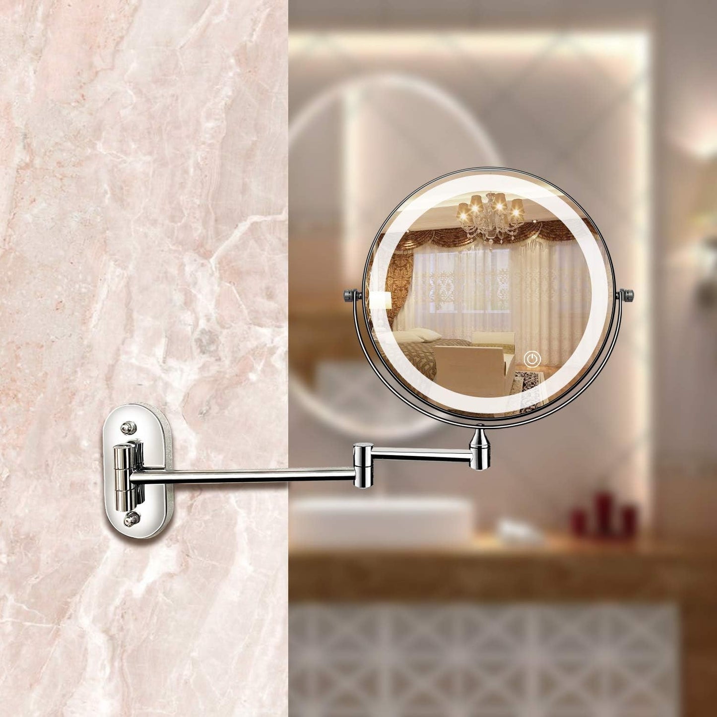 LED Makeup Mirror with Rechargeable Battery - Wall-Mounted Design