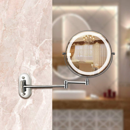 LED Makeup Mirror with Rechargeable Battery - Wall-Mounted Design